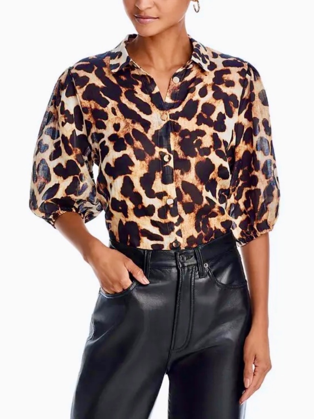 Fantastic 7 For All Mankind animal print short sleeve ramie top NWT Size S